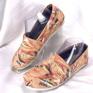 Toms Peach and White Tropical Flats